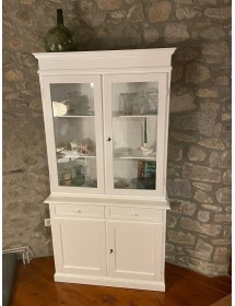 CRISTALLIERA 2 PORTE ARTE POVERA LEGNO SHABBY BIANCO 105X42X205 (1383)