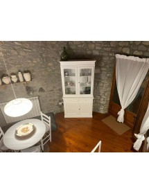 CRISTALLIERA 2 PORTE ARTE POVERA LEGNO SHABBY BIANCO 105X42X205 (1383)
