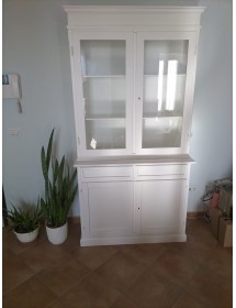 CRISTALLIERA 2 PORTE ARTE POVERA LEGNO SHABBY BIANCO 105X42X205 (1383)