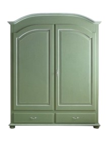 MOBILI 2G - ARMADIO 2 ANTE SHABBY VERDE ARTE POVERA 181x61x224 vista frontale