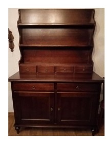 MOBILI 2G - MADIA CREDENZA PIATTAIA IN LEGNO TINTA NOCE L.137 P.50 H.200 (516+517) (516+517) vista frontale