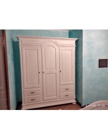 ARMADIO 3 PORTE 4 CASSETTI LEGNO SHABBY BIANCO 184X60X223 (2206)