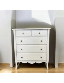 MOBILI 2G - Cassettiera 5 cassetti in legno shabby vari colori 80x35X92 (1249) vista frontale