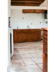 MADIA CREDENZA ARTE POVERA LEGNO TINTA NOCE/BIANCO L.205 P.42 H.85 (611) vista frontale