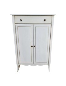 MOBILI 2G - Scarpiera multiuso 2 porte 1 cassetto legno shabby vari colori 80X40X122 (1252) vista frontale