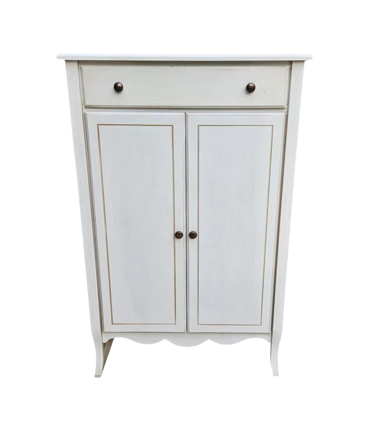 MOBILI 2G - Scarpiera multiuso 2 porte 1 cassetto legno shabby vari colori 80X40X122 (1252) vista frontale