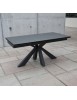 MOBILI 2G - TAVOLO BIG TABLE PIANO VETRO CERAMICA FINITURA PIETRA NERA MISURA L.160 P.90 H.76(APERTO 240 CM) (02) vista frontale