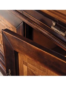 CREDENZA 2 PORTE CLASSICA INTARSIO LEGNO BICOLORE 200X56x113