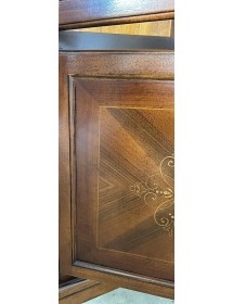 MOBILI 2G - Parete attrezzata shabby legno bianca noce con intarsi 322x56x237 (344) vista frontale