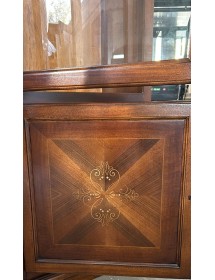 MOBILI 2G - Parete attrezzata shabby legno bianca noce con intarsi 322x56x237 (344) vista frontale