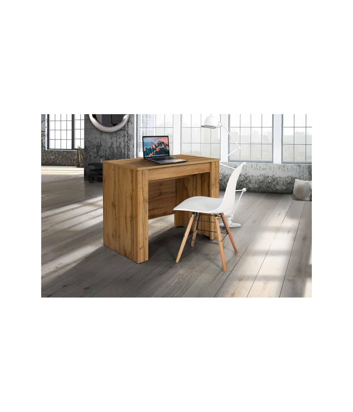 MOBILI 2G - CONSOLLE-TAVOLO IN ROVERE NODATO NOBILITATO CON 4 ALLUNGHE DA 45 CM MISURA L.90 P.50 H.75 (1653) vista frontale