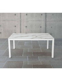 MOBILI 2G - TAVOLO VETRO CHIARO SERIGRAFATO PIETRA ALLUNGABILE MISURA L.160 P.90 H.76(APERTO(260X90)