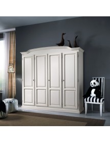 MOBILI 2G - ARMADIO SHABBY 4 PORTE SAGOMATO IN LEGNO VARI COLORI 205x55x197 VISTA FRONTALE