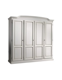 MOBILI 2G - ARMADIO SHABBY 4 PORTE SAGOMATO IN LEGNO VARI COLORI 205x55x197 VISTA FRONTALE