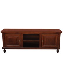 MOBILI 2G - Porta tv in legno arte povera 2 ante noce scuro 150X43X56 VISTA FRONTALE