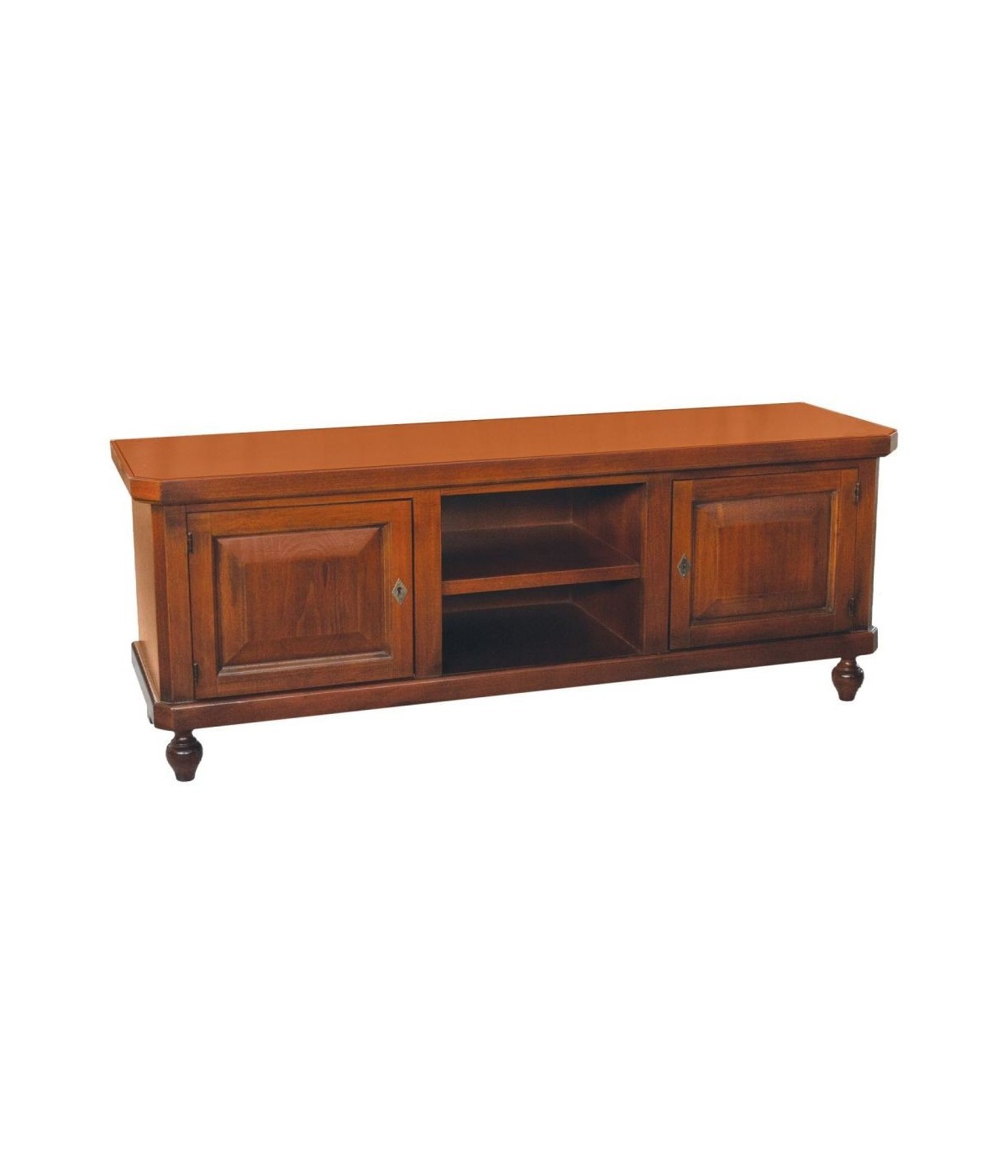 MOBILI 2G - Porta tv in legno arte povera 2 ante noce bassano 150X43X56 VISTA FRONTALE