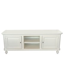 MOBILI 2G - Porta tv in legno arte povera 2 ante shabby bianco 150X43X56 VISTA FRONTALE