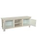 MOBILI 2G - Porta tv in legno arte povera 2 ante shabby bianco invecchiato 150X43X56 vista frontale