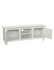 MOBILI 2G - Porta tv in legno 2 ante shabby bianco decoro filo verde 150X43X56 VISTA FRONTALE