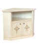 MOBILI 2G - Porta tv in legno 2 ante shabby bianco anticato con decoro 72X63X80 VISTA FRONTALE