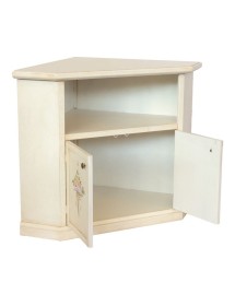 MOBILI 2G - Porta tv in legno 2 ante shabby bianco anticato con decoro 72X63X80 VISTA FRONTALE