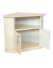 MOBILI 2G - Porta tv in legno 2 ante shabby bianco anticato con decoro 72X63X80 VISTA FRONTALE