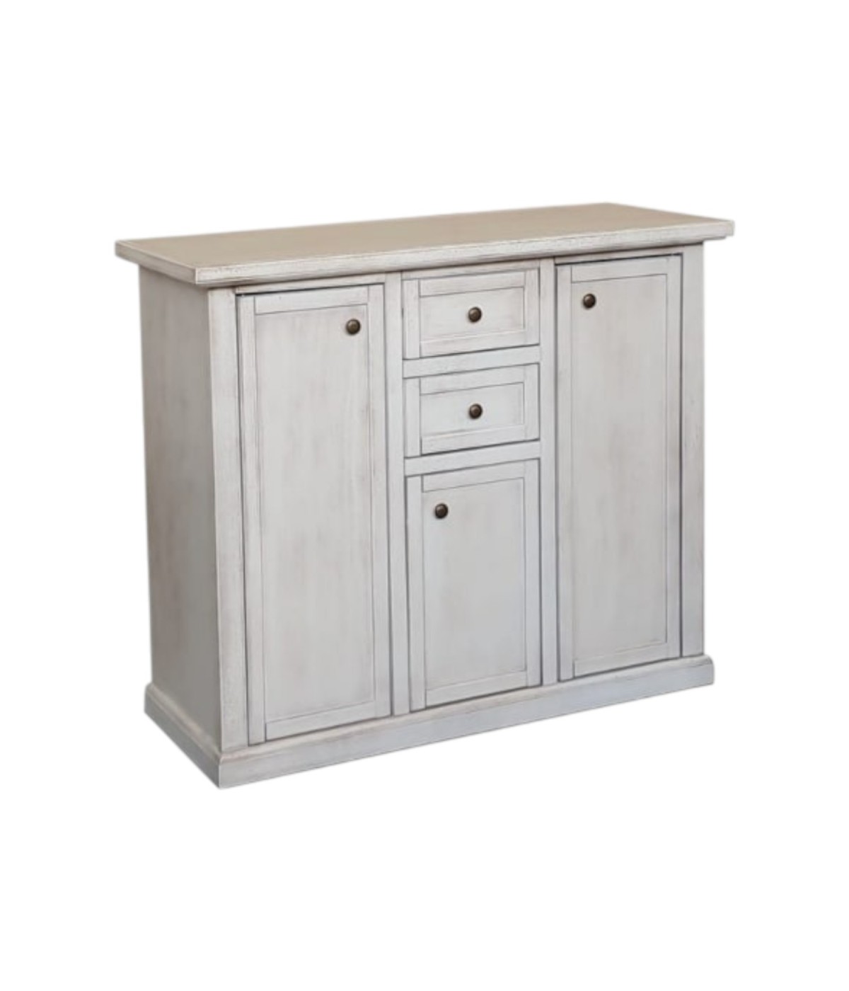 MOBILI 2G - Madia Credenza 3 porte 2 cassetti bianco anticato 100 X 39 X 85 (392) VISTA FRONTALE