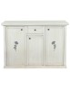 MOBILI 2G - Madia Credenza 3 porte 1 cassetto shabby bianco anticato decori 120X39X85 vista frontale