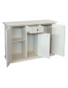 MOBILI 2G - Madia Credenza 3 porte 1 cassetto shabby bianco anticato decori 120X39X85 vista frontale
