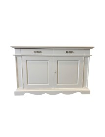 MOBILI 2G - MADIA CREDENZA CLASSICA IN LEGNO 2 PORTE SHABBY BIANCO 210X55X115