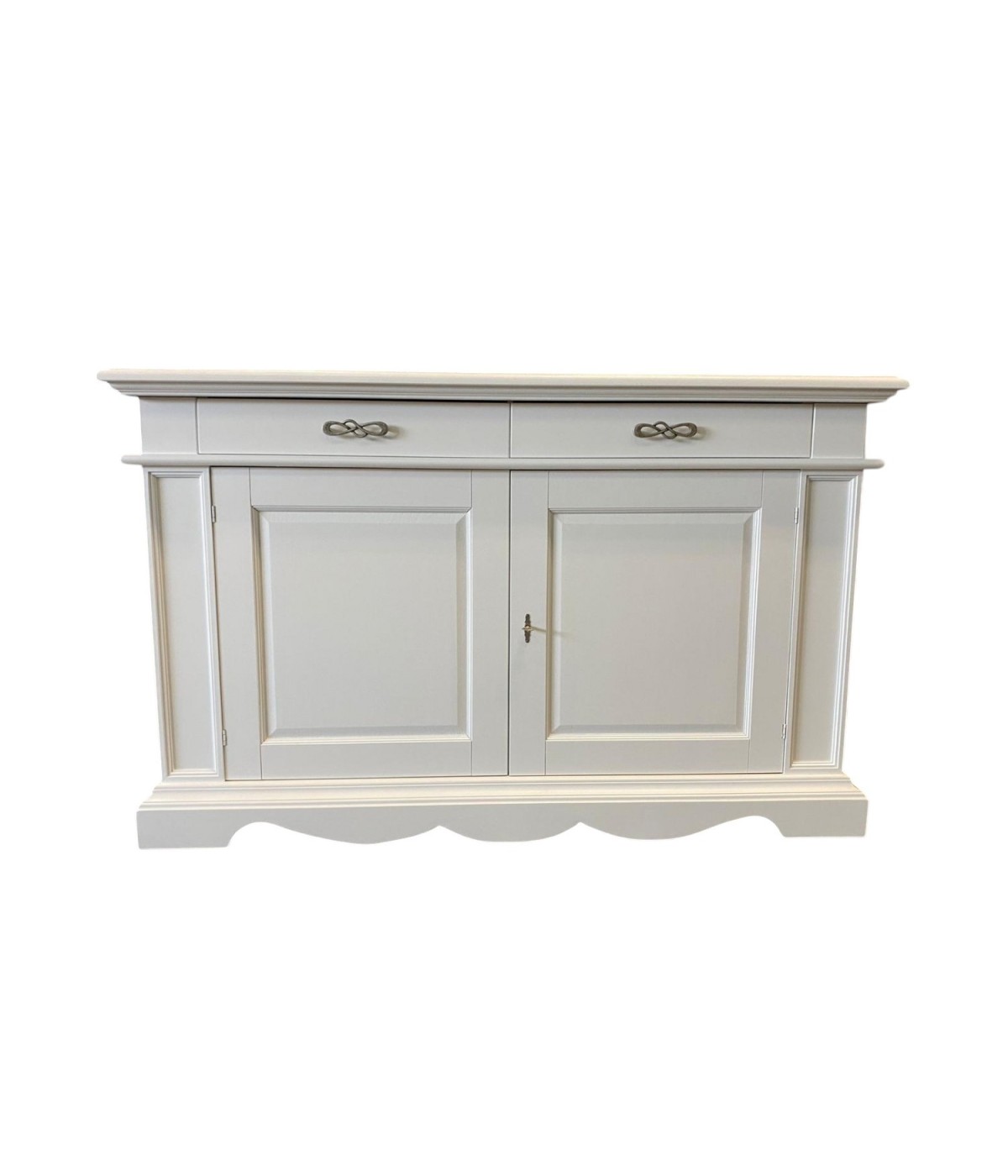 MOBILI 2G - MADIA CREDENZA CLASSICA IN LEGNO 2 PORTE SHABBY BIANCO 210X55X115