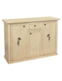 MOBILI 2G - Madia Credenza 3 porte 1 cassetto shabby avorio anticato decori 120X39X85 VISTA FRONTALE