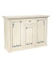 MOBILI 2G - Madia Credenza 3 porte 1 cassetto shabby bianco anticato decori blu 120X39X85 VISTA FRONTALE