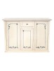 MOBILI 2G - Madia Credenza 3 porte 1 cassetto shabby bianco anticato decori blu 120X39X85 VISTA FRONTALE