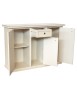 MOBILI 2G - Madia Credenza 3 porte 1 cassetto shabby bianco anticato decori blu 120X39X85 VISTA FRONTALE