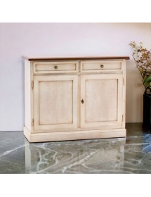 MOBILI 2G - Credenza 2 Ante  2 cassetti shabby Bicolore Legno 105X42X85 VISTA FRONTALE