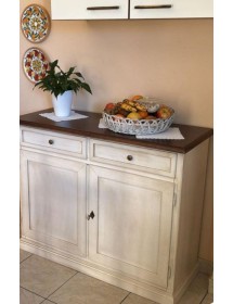 MOBILI 2G - Credenza 2 Ante  2 cassetti shabby Bicolore Legno 105X42X85 VISTA FRONTALE
