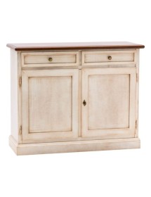 MOBILI 2G - Credenza 2 Ante  2 cassetti shabby Bicolore Legno 105X42X85 VISTA FRONTALE