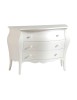 MOBILI 2G - Comò 3 cassetti bombato shabby legno bianco opaco 116X42X85 vista frontale