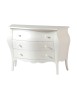 MOBILI 2G - Comò 3 cassetti bombato shabby legno bianco opaco 116X42X85 vista frontale