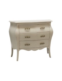 MOBILI 2G - Cassettiera sagomata 3 cassetti legno shabby avorio anticato 116x45X85 vista frontale