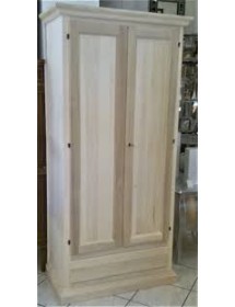 ARMADIO CLASSICO IN LEGNO 2 PORTE 1 CASSETTO GREZZO L.90 P.45 H.180...