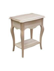 MOBILI 2G - COMODINO CLASSICO IN LEGNO 1 CASSETTO 1 RIPIANO GREZZO L.54 P.36 H.69