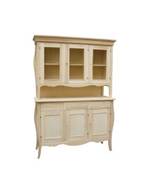 MOBILI 2G - CRISTALLIERA SAGOMATA 3 ANTE 3 CASSETTI GREZZO 151x50x214 vista frontale