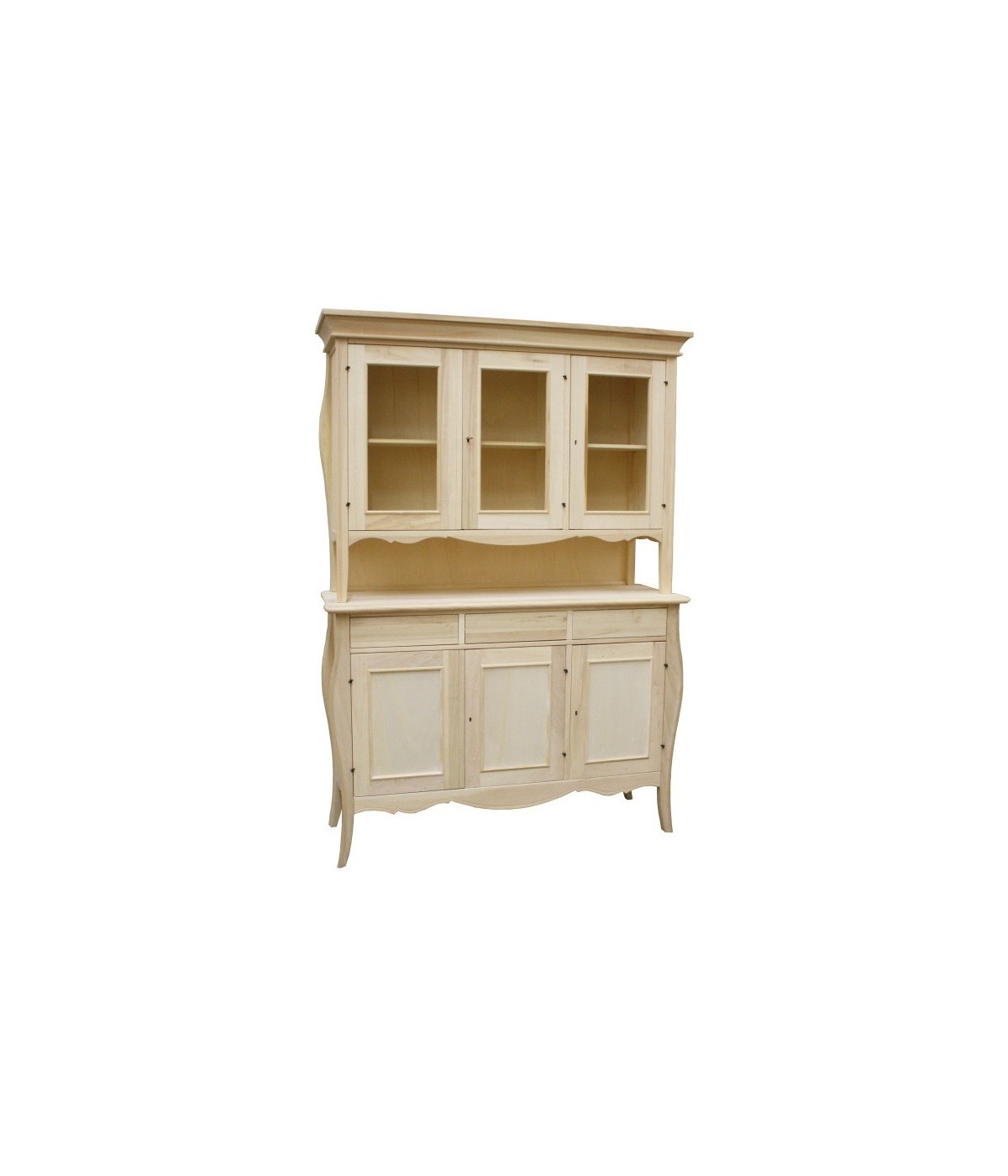 MOBILI 2G - CRISTALLIERA SAGOMATA 3 ANTE 3 CASSETTI GREZZO 151x50x214 vista frontale