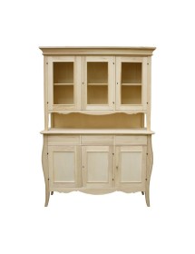 MOBILI 2G - CRISTALLIERA SAGOMATA 3 ANTE 3 CASSETTI GREZZO 151x50x214 vista frontale