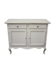 MOBILI 2G - Madia credenza 2 porte 2 cassetti legno shabby bianco consumato 114x49x97 (3064) VISTA FRONTALE