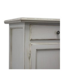 MOBILI 2G - Madia credenza 2 porte 2 cassetti legno shabby bianco consumato 114x49x97 (3064) VISTA FRONTALE