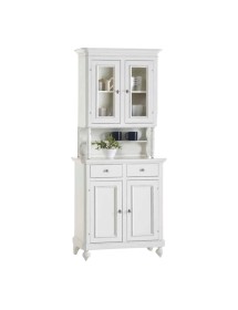MOBILI 2G - Cristalliera 2 ante napoletana arte povera in legno bianco 82x43x205 vista frontale