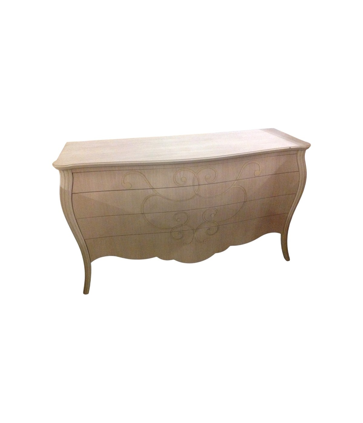 MOBILI 2G - COMO' IN LEGNO BOMBATO 4 CASSETTI GREZZO